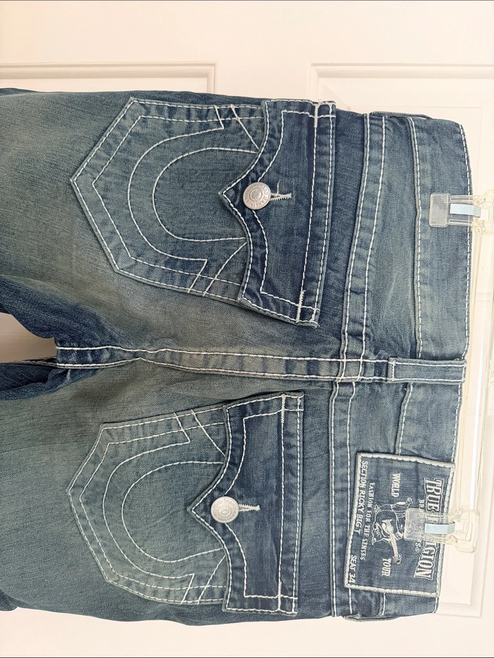 True Religion Men's Straight Jeans in Faded Blue Wash